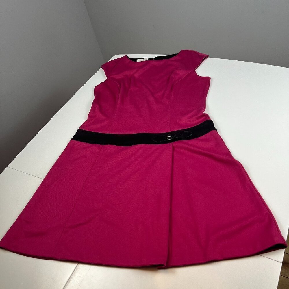 London times dress cap sleeves thick jersey fuchsia size 14